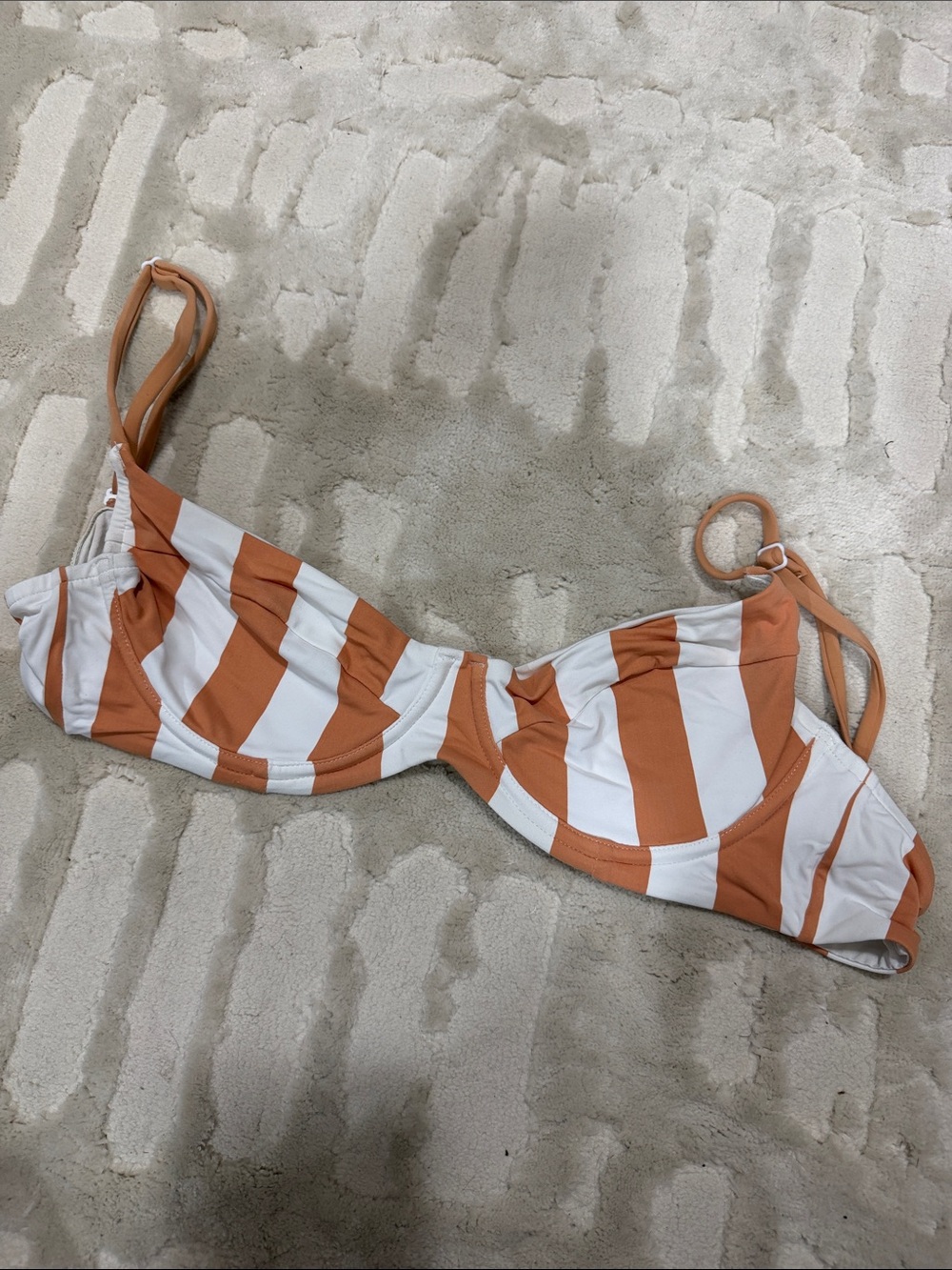Onia Striped Beige and White Underwire Bikini Top